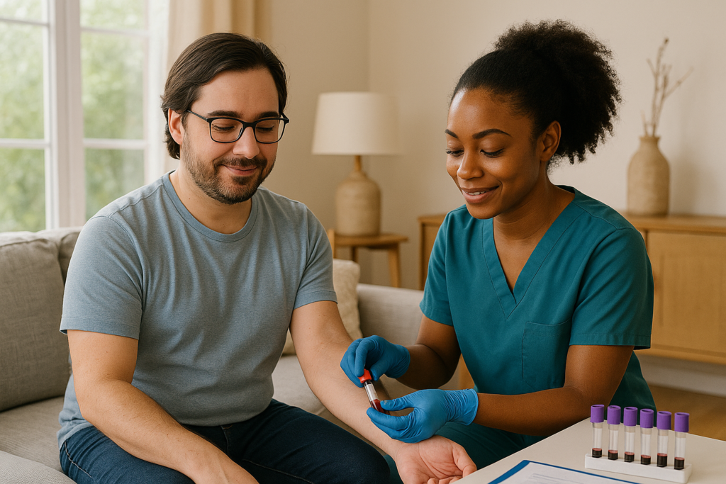 Phlebotomist at a patients home